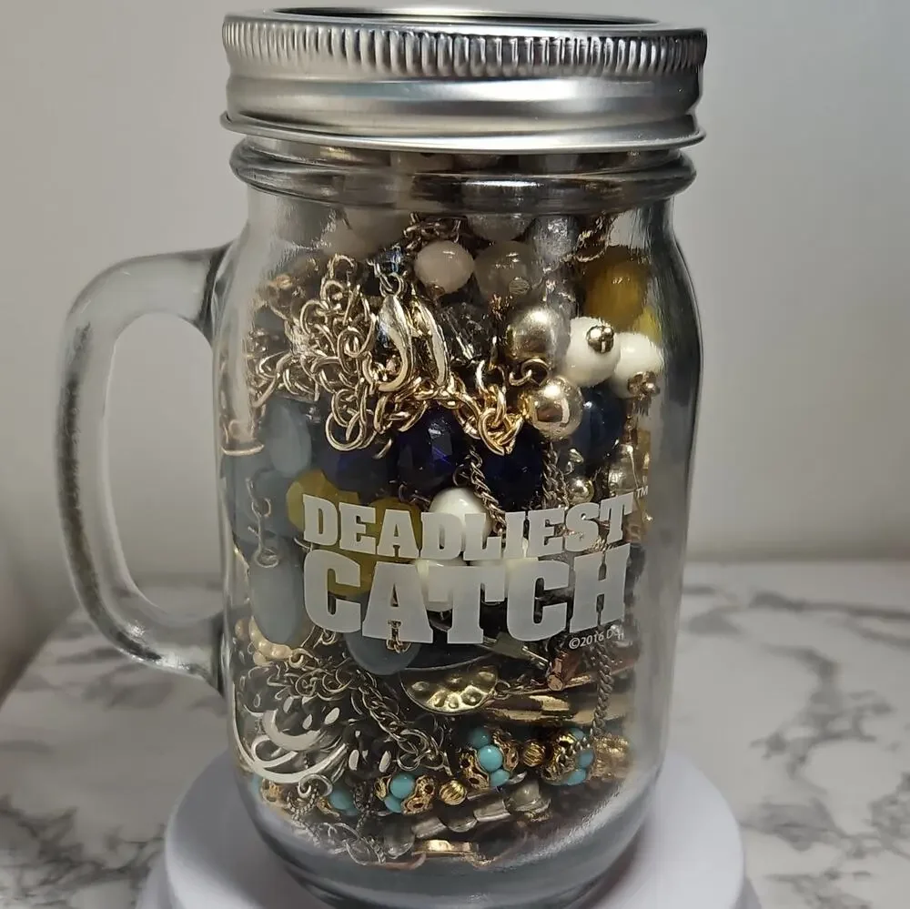 Red Lobster Deadliest Catch Jewelry Jar Filled With Jewelry